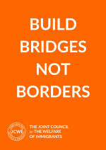 Build bridges not borders poster JCWI