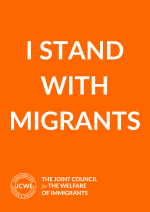 I stand with migrants poster JCWI